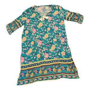 Halife Large Blue Floral Short Sleeve Dress